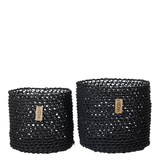 Woven Paper Baskets set of 2, Black
