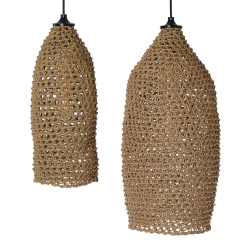 Set of woven paper lamps incl. socket &amp; cord