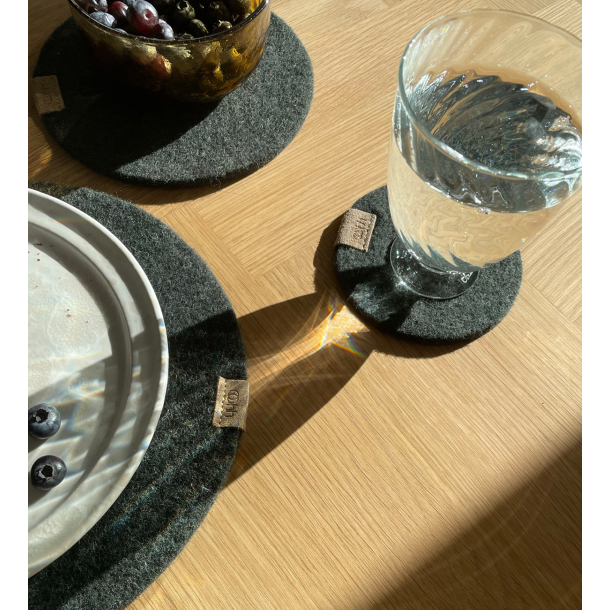 Coaster af Zero Waste uld, Charcoal