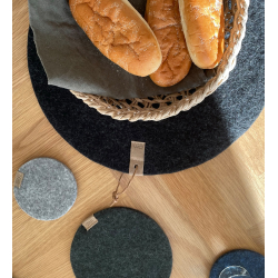 Coaster af Zero Waste uld, Charcoal