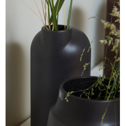 Anna keramik vase lav med sand finish, Black