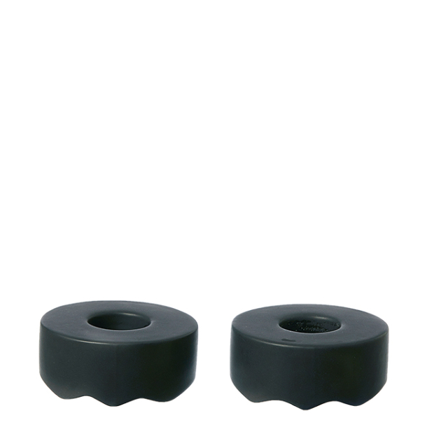 Set of 2 Wave candle holders. Set of 2.Black.