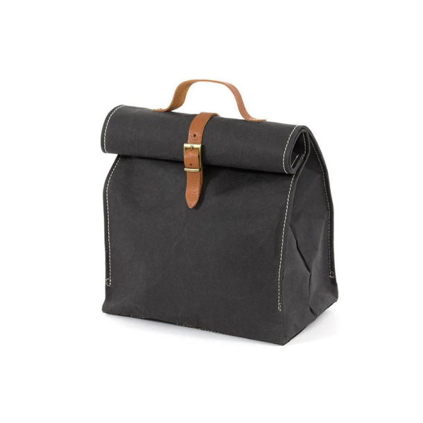 Lunch Bag, taske med lder strop, Sort