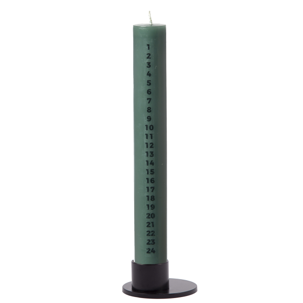 St med Pine Green kalenderlys og lysestage