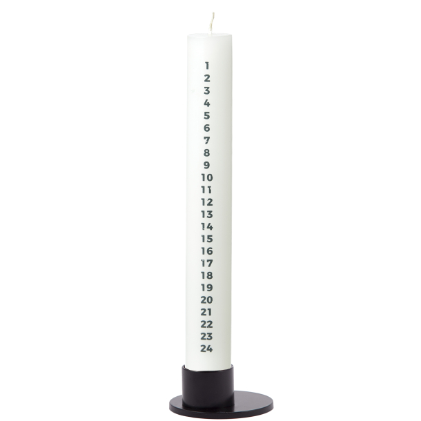 Set with white calendar candle and holder