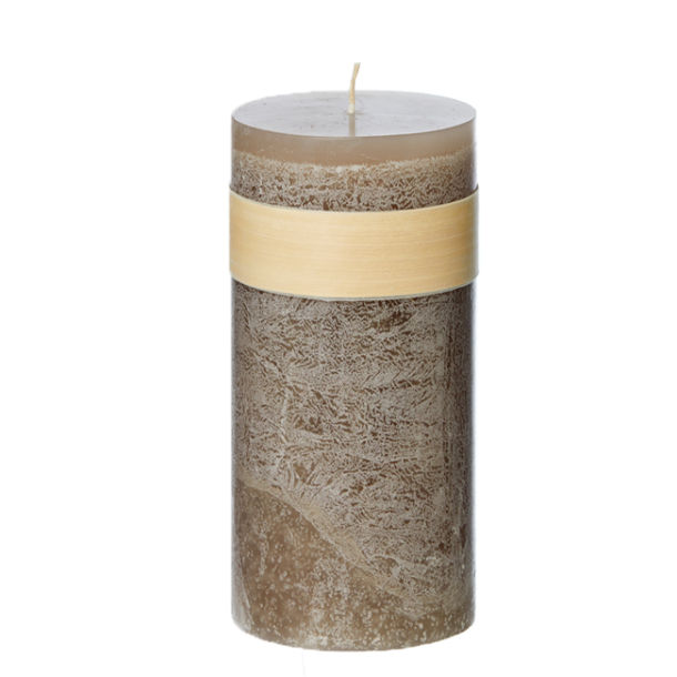 Timber Pillar Candle, Taupe 