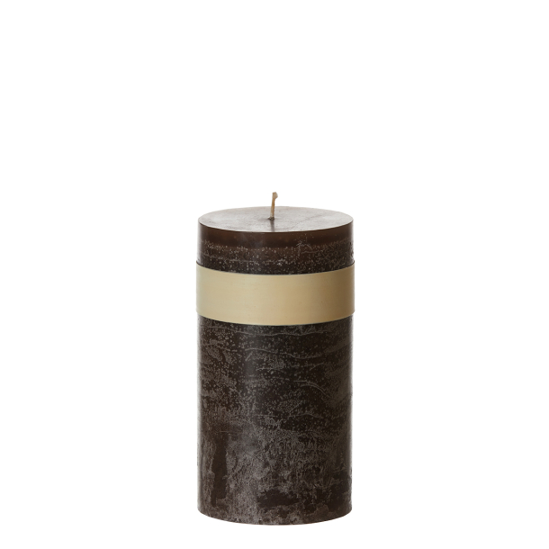 Timber Pillar Candle, Brown Granite