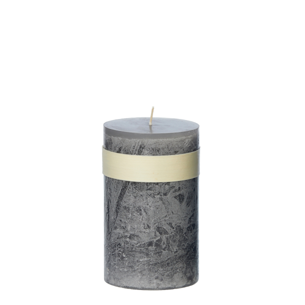 Timber Pillar Candle, Grey