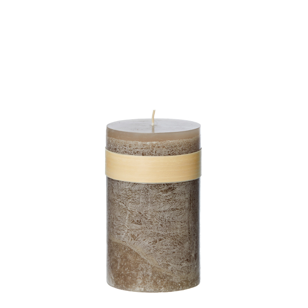Timber Pillar Candle, Taupe
